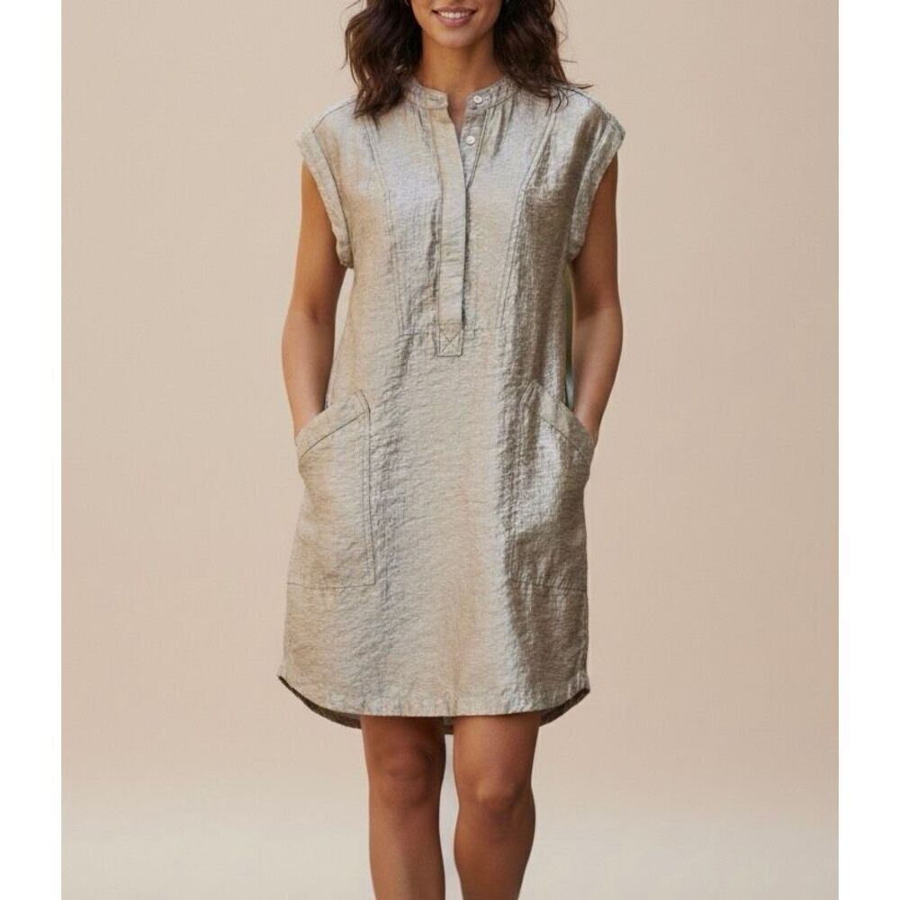 J Crew Sleeveless Dress Metallic Shift Career Gold size 4